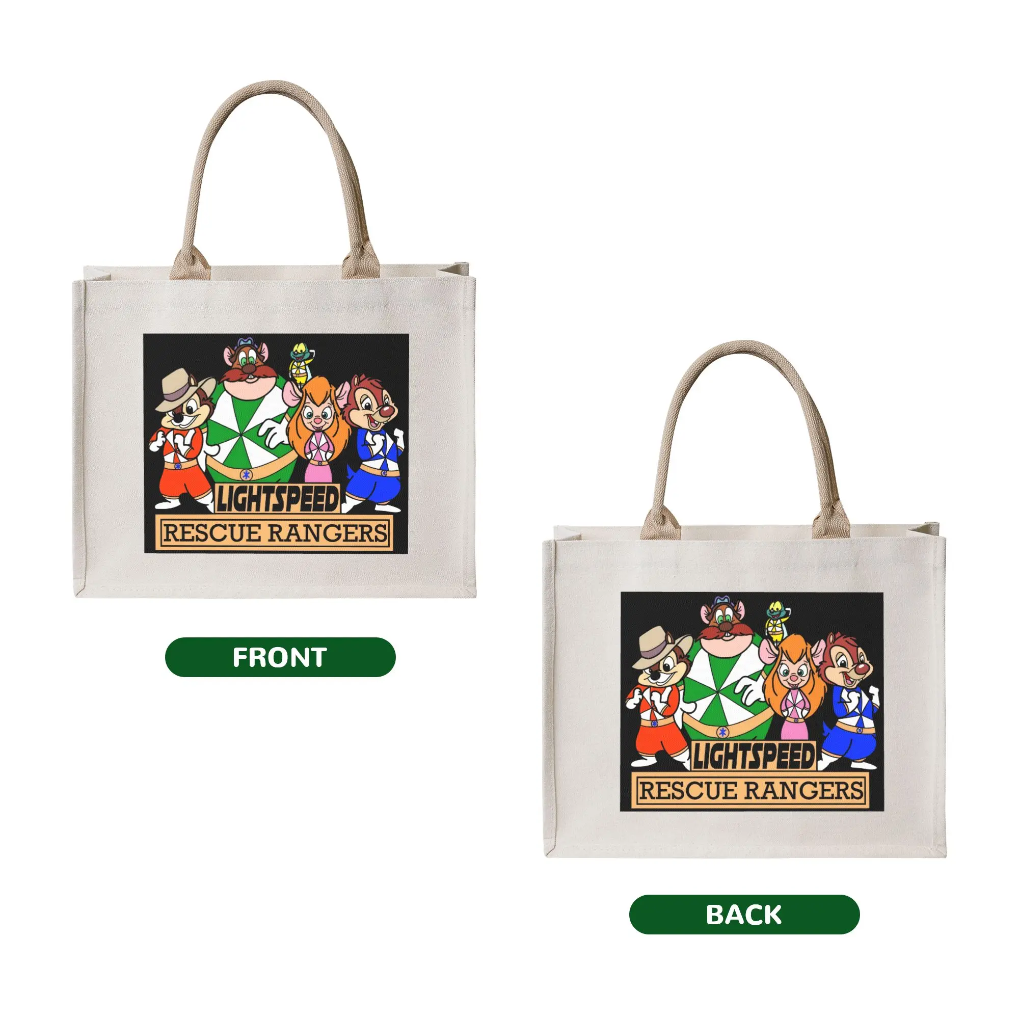 C-Chip 'n' D-Dale Anime  Groceries Shopping Bag Shopper Tote Shoulder Bag Big Capacity Lightspeed Rescue Rangers Posters Handbag