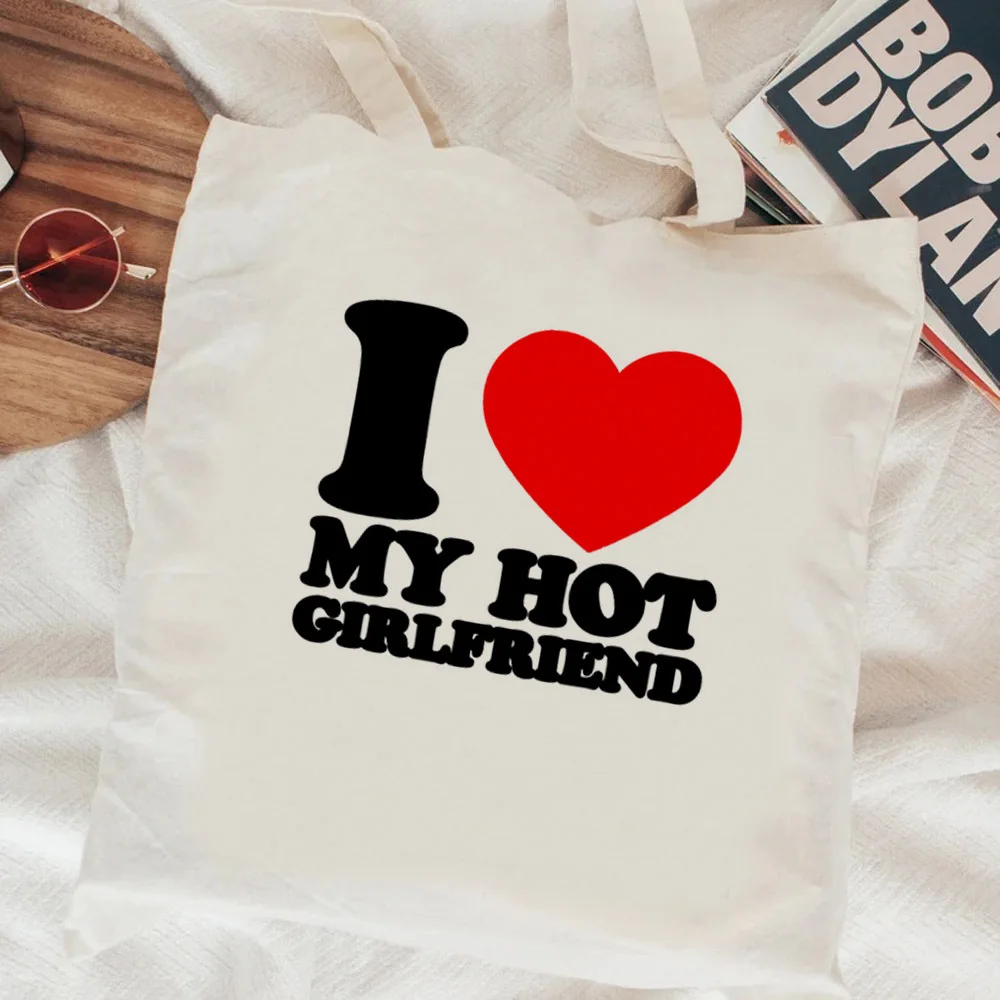 

Сумка для покупок «Я люблю моего бойфренда, женская сумка», Джутовая сумка, сумка из ткани