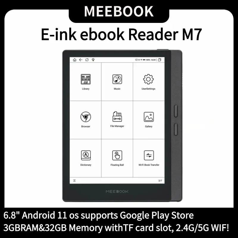 オリジナルMeebook M7電子書籍リーダー、6.8インチE-リーダー、300PPI