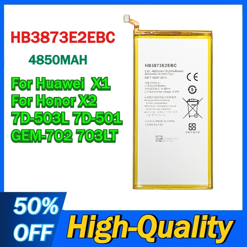

HB3873E2EBC 4850MAH Battery for Huawei X1 for Honor X2 7D-503L 7D-501 GEM-702 703LT Tablet