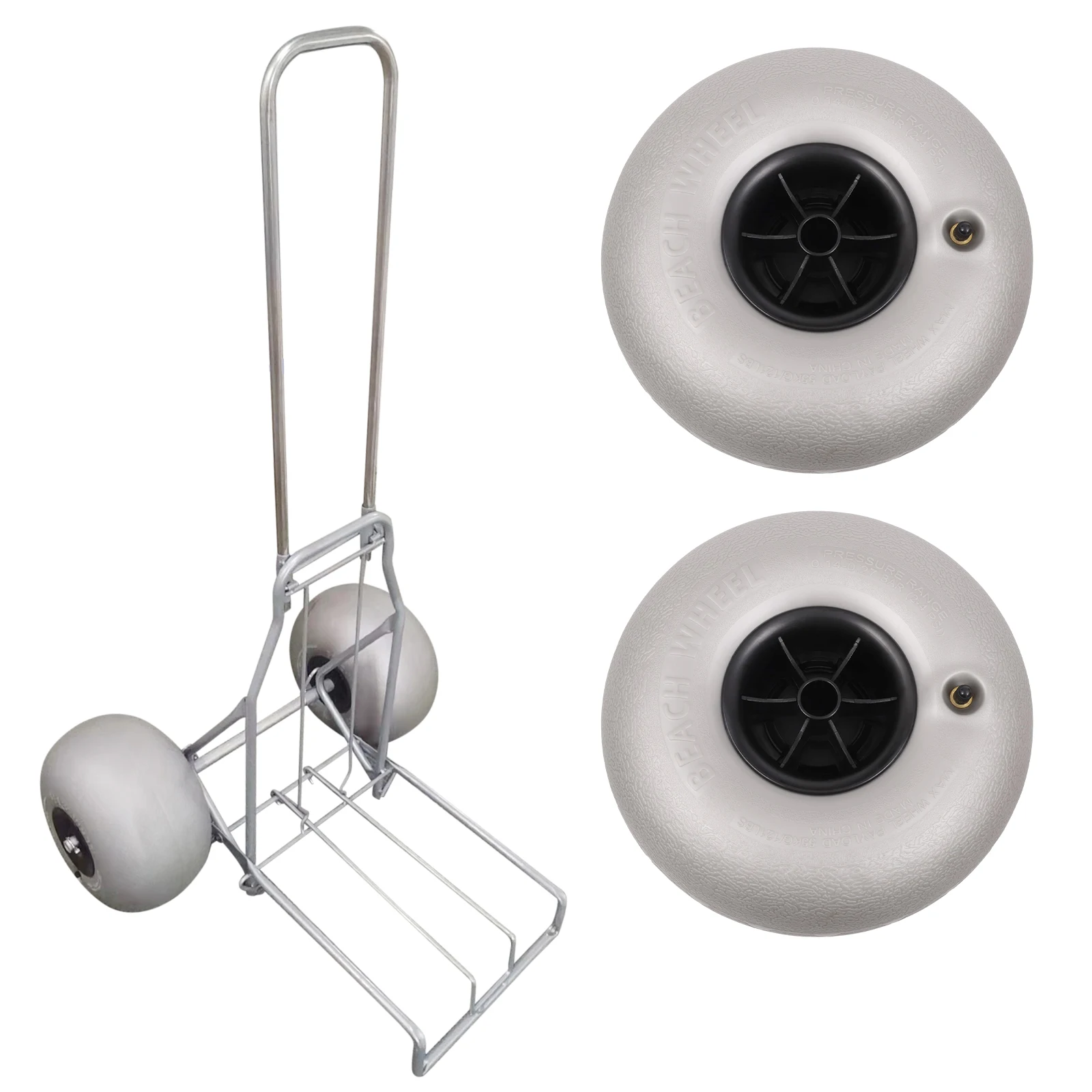 إطارات مركبات الشاطئ فضي رمادي PVC 10 بوصة قطر 4.5 بوصة سمك 40 كجم تحميل 3-5PSI عجلات بديلة قابلة للنفخ