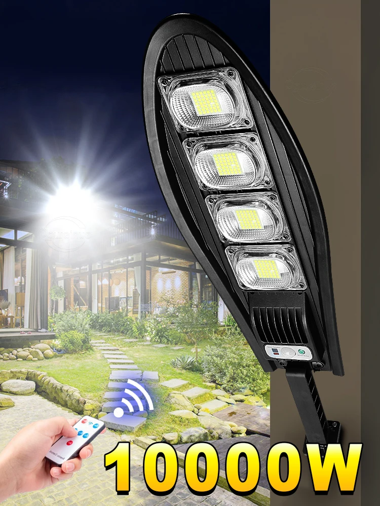 

10000W Solar Led Lights Outdoor Super Bright Rechargeable Solar Lamp IPX65 Waterproof Powerful Garden Light with Motion Sensor