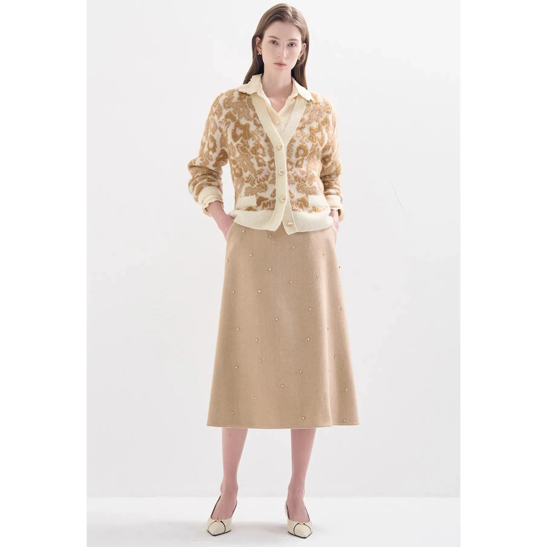 

Lemon Cheese LAN25 Winter Ele Bead Versatile Slimming Skirt High Waist Wool f Skirt Commute Ci Stand Fit Autumn 2025