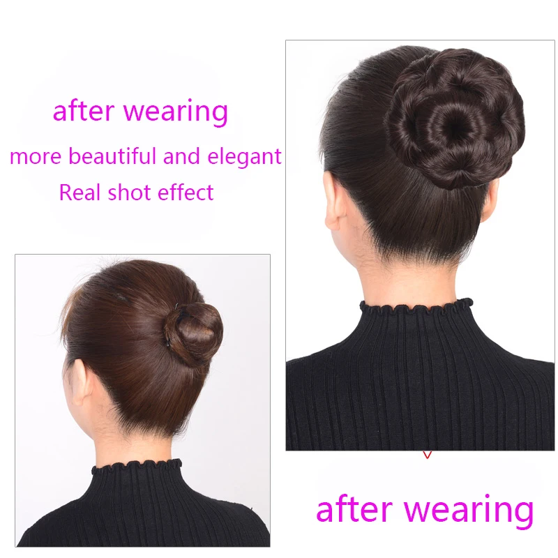 Synthetic Claw Clip In Chignon Fake Hair Chignon Bun Hairpiece Black Brown Blonde Women Curly Chignon Bun Hair