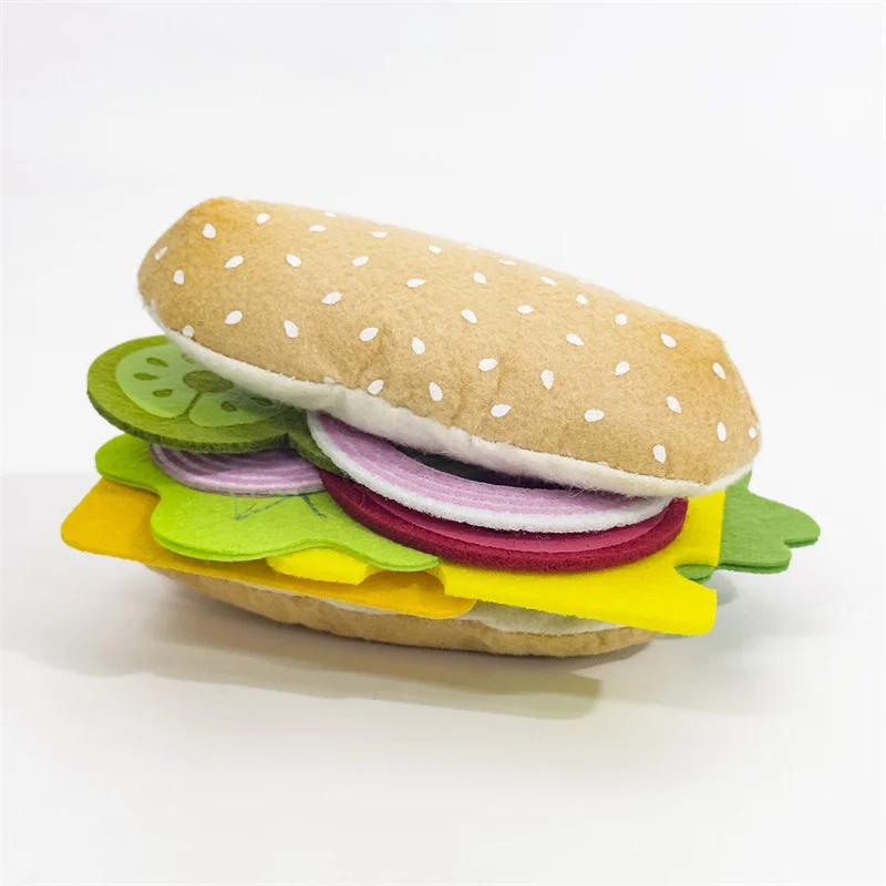 10Pcs Kids Simulation Make Hot Dogs Creative Game Pretends Play Kitchen Toy Food Cook Montessori Educational Felt Toys Gifts