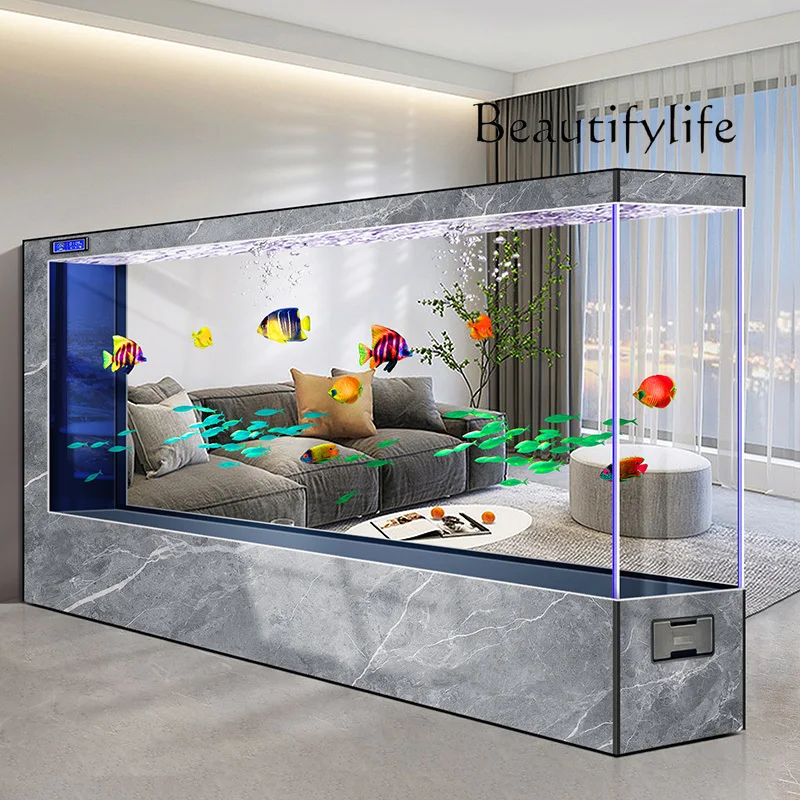 

Floor-to-ceiling fish tank rectangular household medium and large ecological glass aquarium water-free smart
