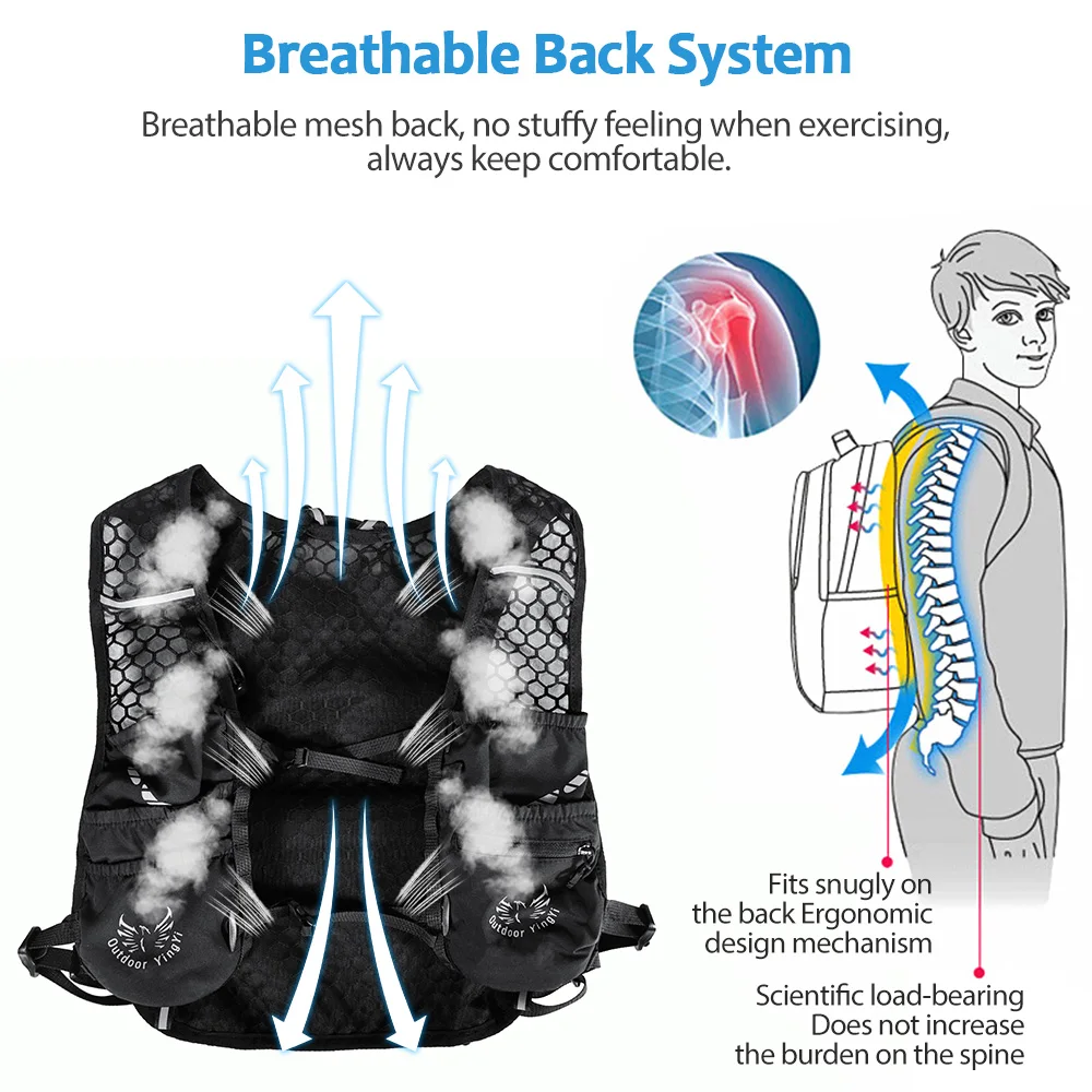 حقيبة جري رياضية خارجية من NEWBOLER قابلة للتنفس للركض والترطيب وخفيفة الوزن لركوب الدراجات مع زجاجة مياه
