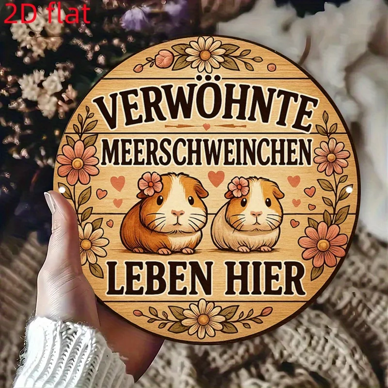 2D Flat - 1pc Vintage Guinea Pig Plaque - German Text 