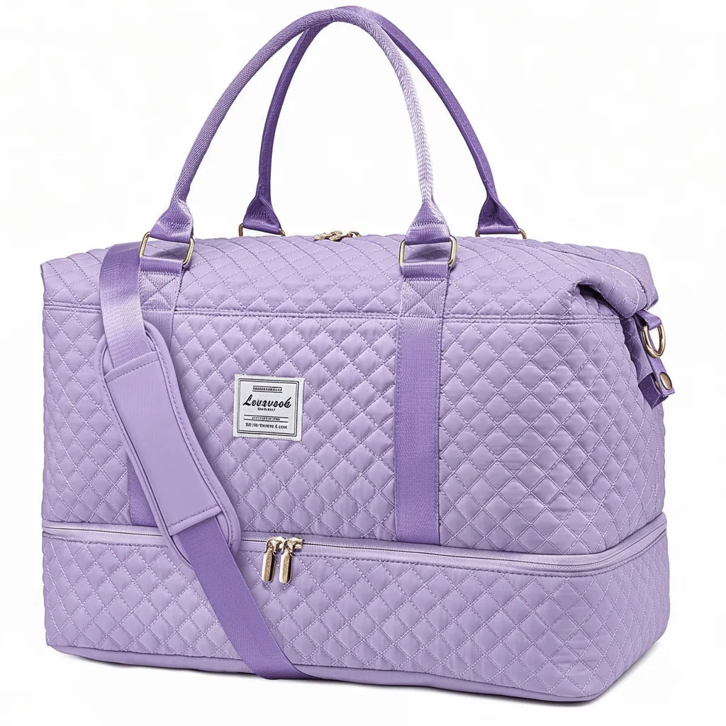 

TD Travel Duffel Bag, Women's Weekend Travel Bag (With Shoe Compartment), Carry-On Overnight Bag, Gym Duffel Bag (With Waterproof Bag), Maternity Bag. Important!!! (Toiletries Bag Not Included) Violet