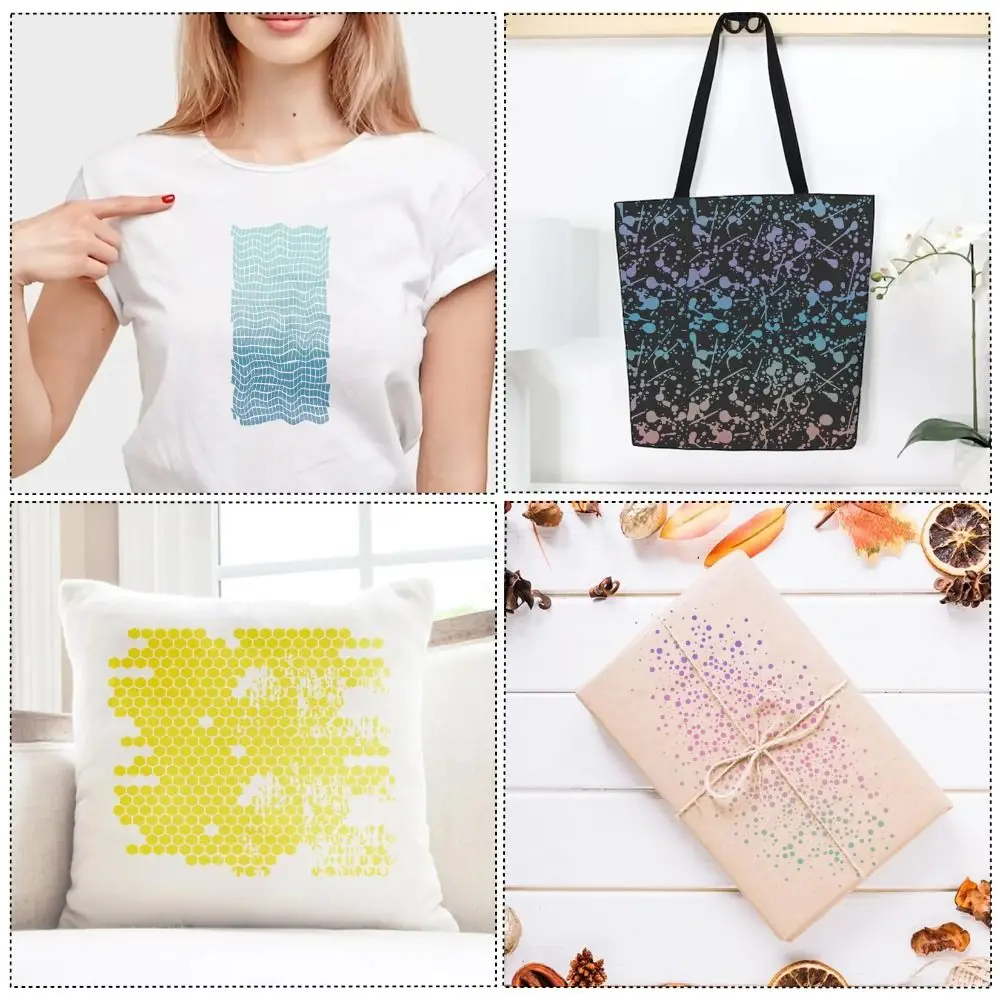 16pcs/set Grid Texture Series DIY Painting Stencil Set Hollow Out Reusable Spray Painting Stencils Geometric Washable