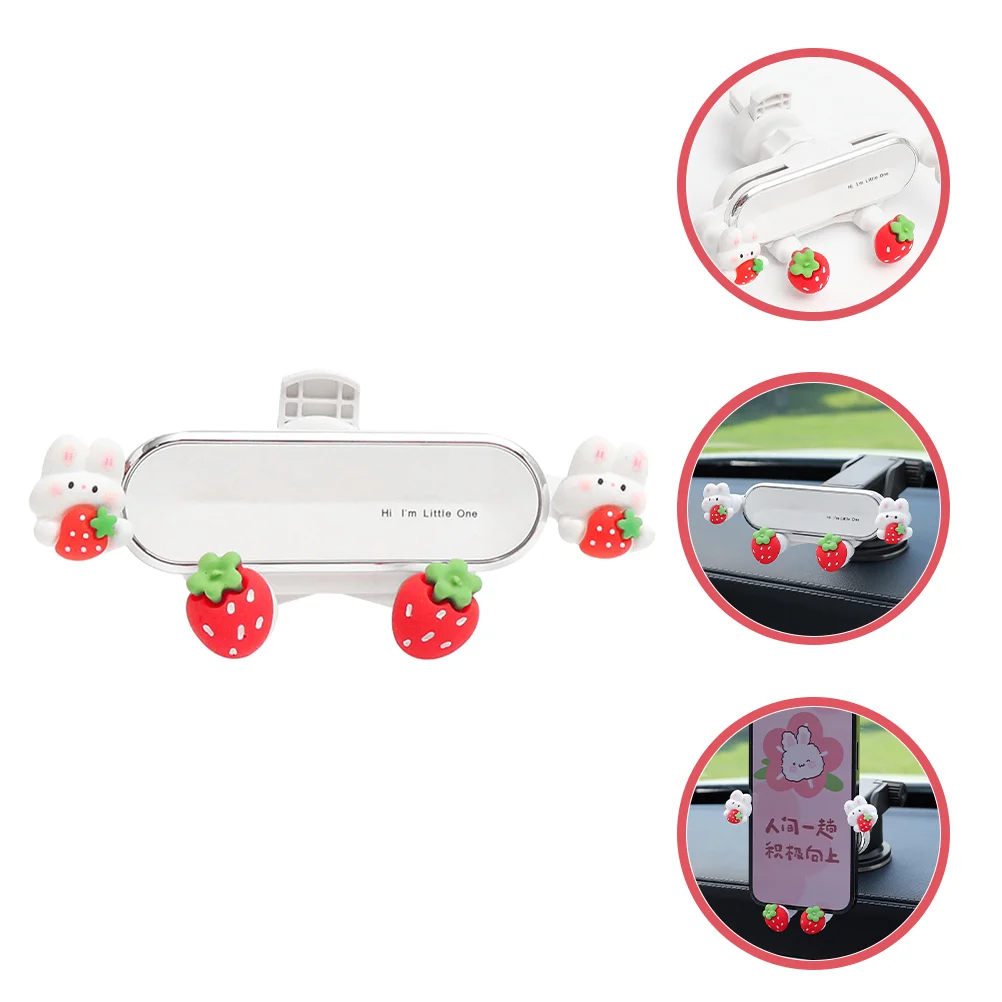 

Rabbit Stand Phone Vent Strawberry Car Holder Cute Ohone for Air Auto Support Accessories Cellphone Decorations Girl