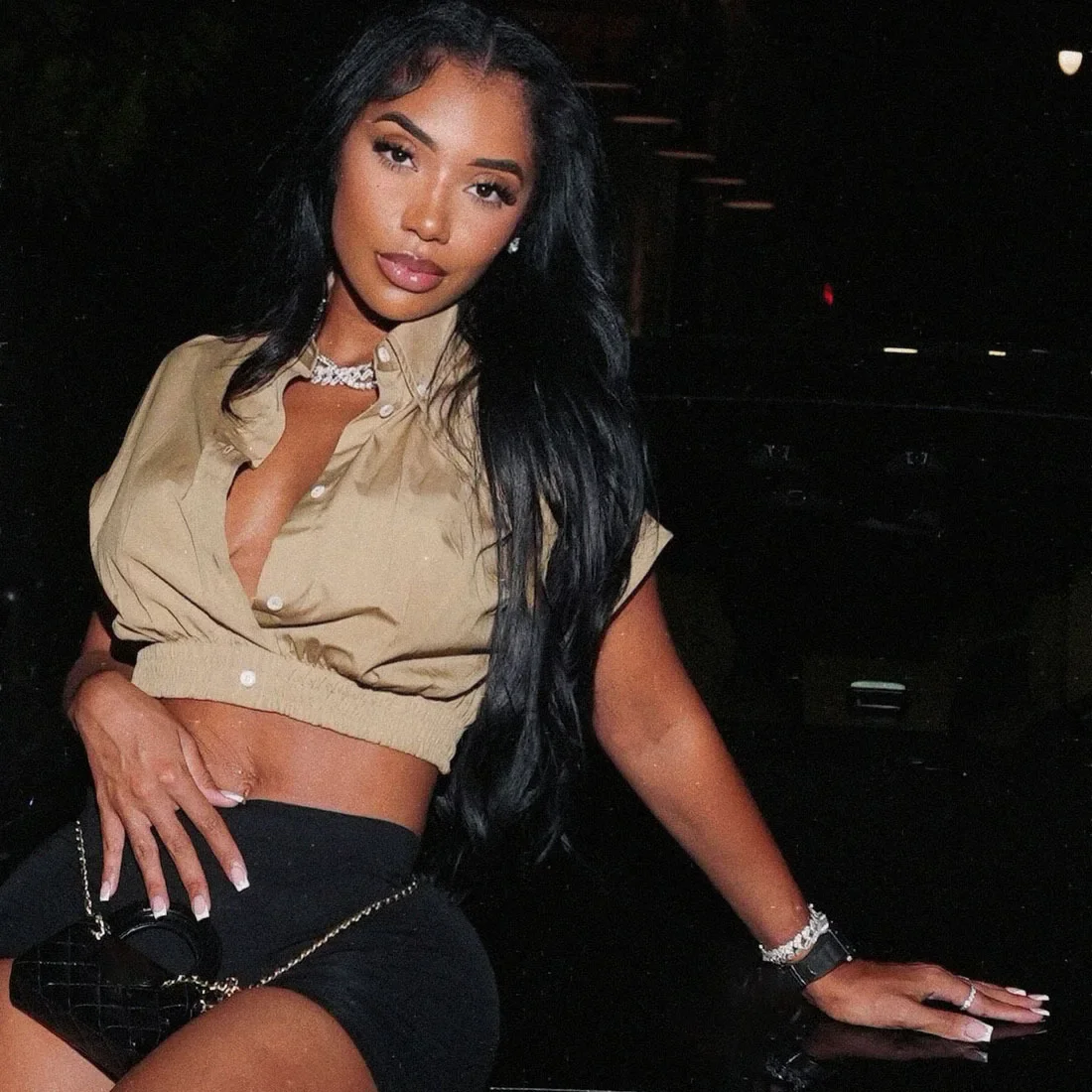 

Casual 2 Piece Set Women Summer Tracksuits Cargo Style Short Sleeve Shirts Crop Tops + Skinny Shorts Fashion Streetwear Suits