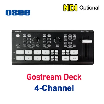 OSEE GoStream 데크 비디오 스위처, 라이브 스트리밍 비디오 스위처, 4 채널 USB HDMI 호환, NDI 유료 소프트웨어 업그레이드 