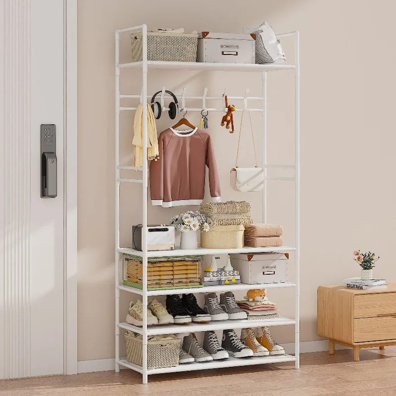 Simple shoe rack Shelf Multifunctional shoe andhat integrated rack Coat rack Shoe rack Door multi-layer shoe cabinet Hangingrack