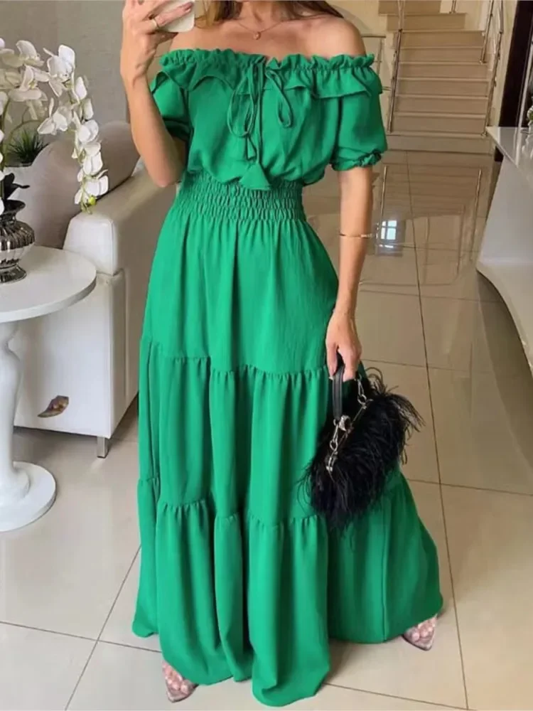 Bella estate nuovo arrivo colore solido Boho Dress donna elegante beach party club dress abiti maxi casual per abbigliamento donna