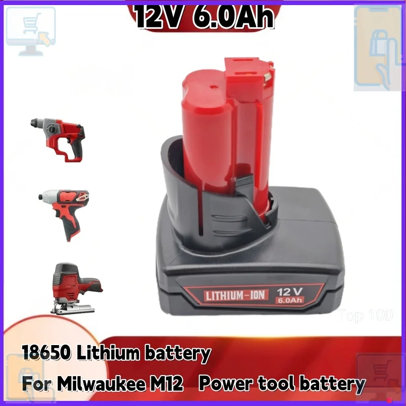 🔹FOR M12 12V 6Ah lithium battery for Milwaukee 12V M12 XC 48-11-2410 48-11-2420 48-11-2411 12-Volt C