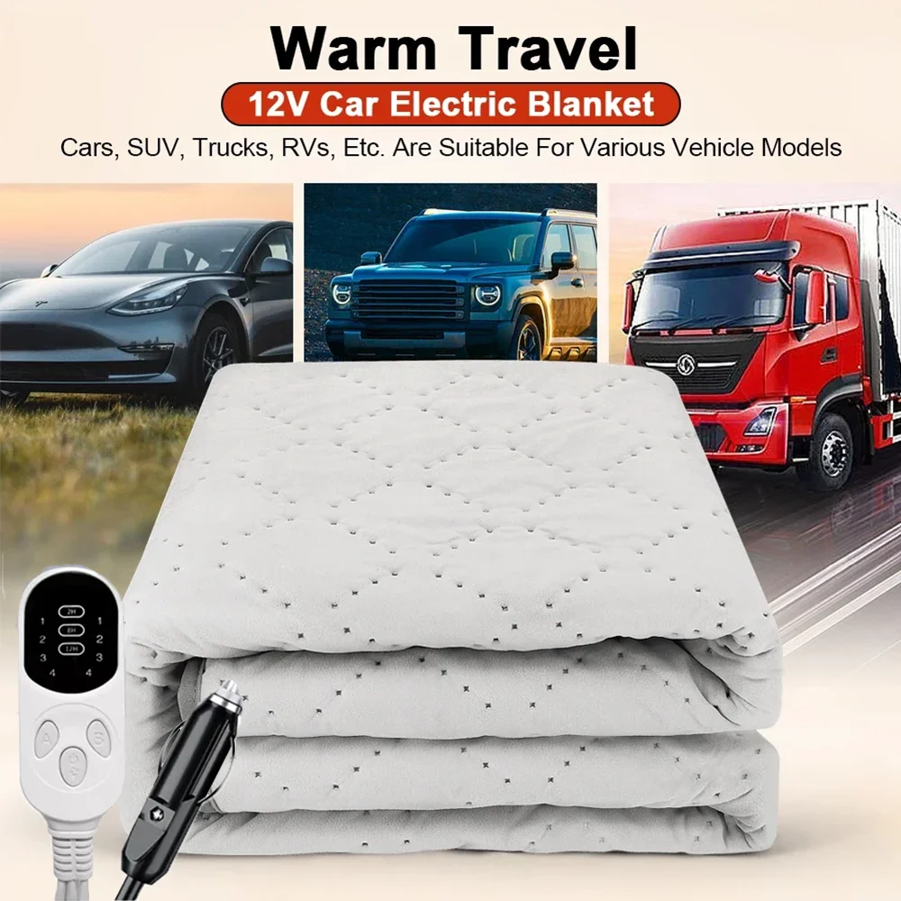 

12V Car Electric Heating Blanket Plush 180x70cm Thicker Heated Mattress Auto Sleeper Warm Heater Adjustable Temperature Pad