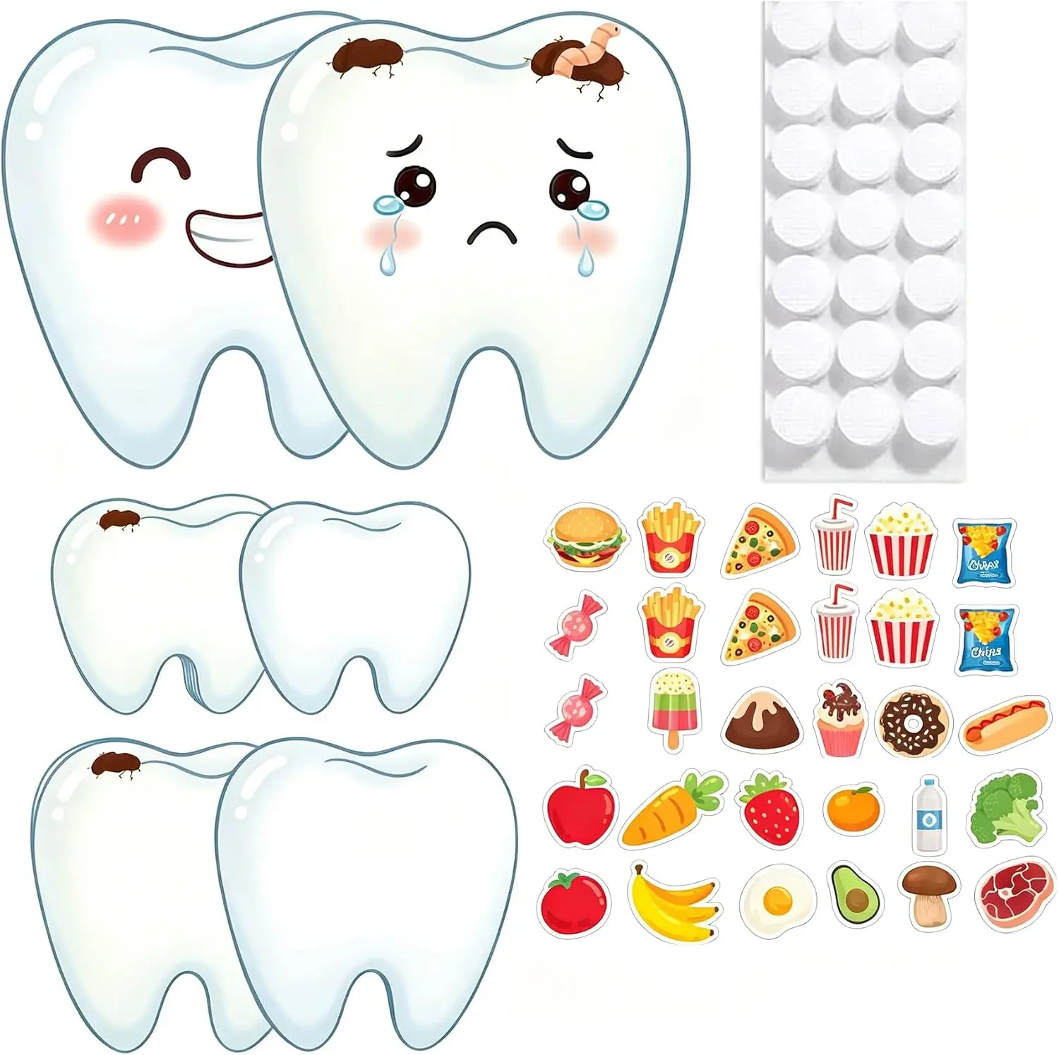 24 PCS Dental Theme Felt Board Story Sets Tooth-Shaped Sticky Notes for Hygienist Assistant Dental Employees And Students