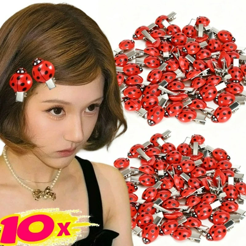 1/10Pcs Simulated Ladybug Hair Clips for Women Cute Halloween Cosplay Bangs Side Hairpins Girls Simulated Animals Headwear
