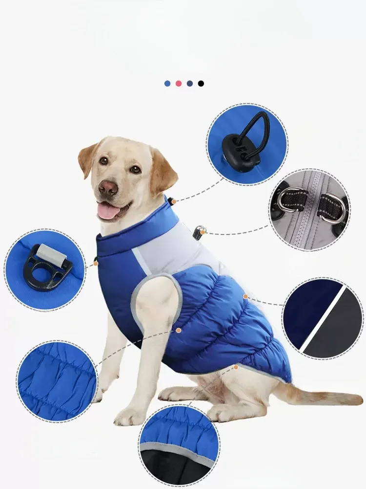 Dog Clothing Autumn And Winter Clothing Medium To Large Dog Thick And Warm Cotton Jacket Golden Fur Winter Traction Vest