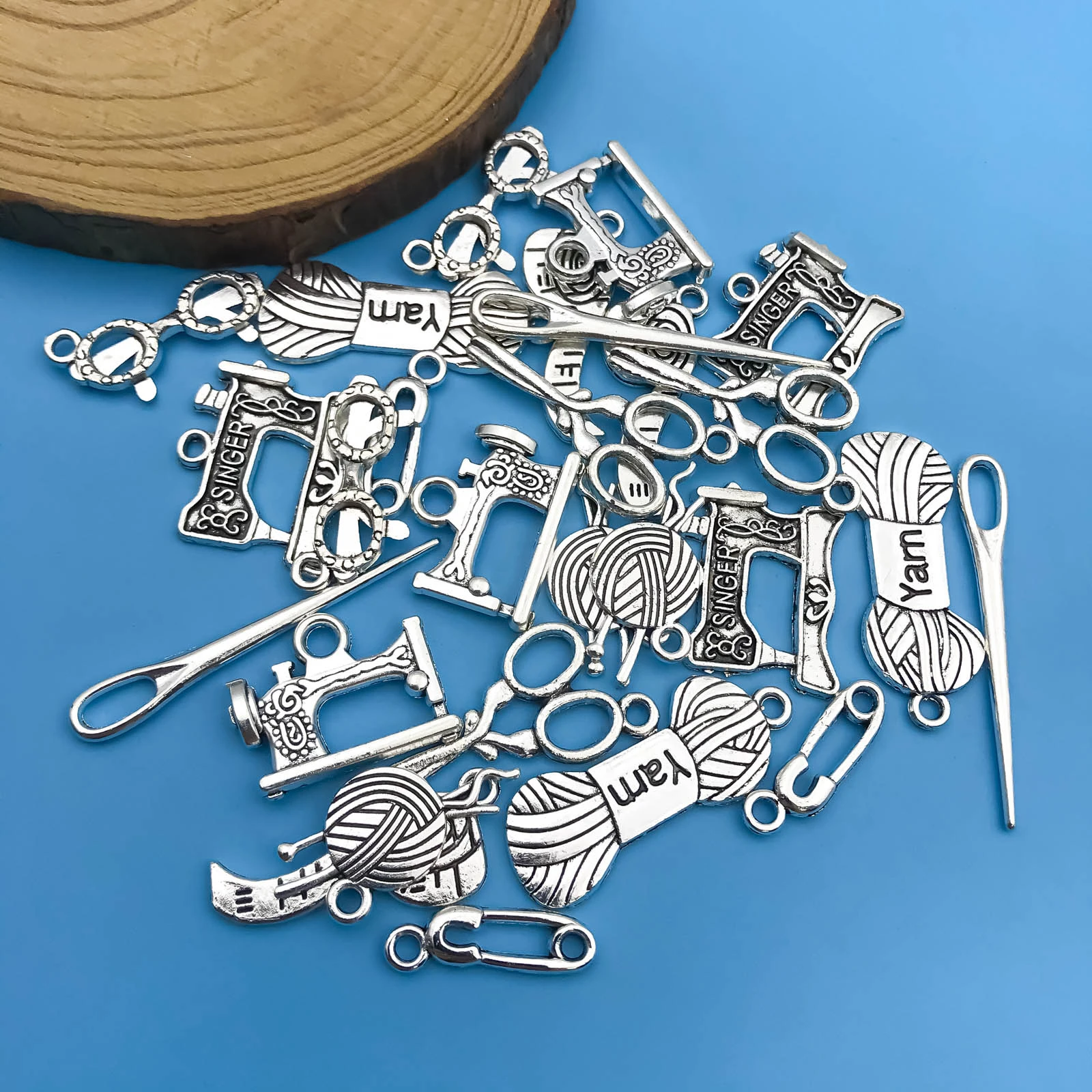 Mix 27pcs/Set Zinc Alloy Antique Silvery Sewing Machines Tools Shaped Pendants for DIY Necklace Bracelet Earrings Jewelry Making