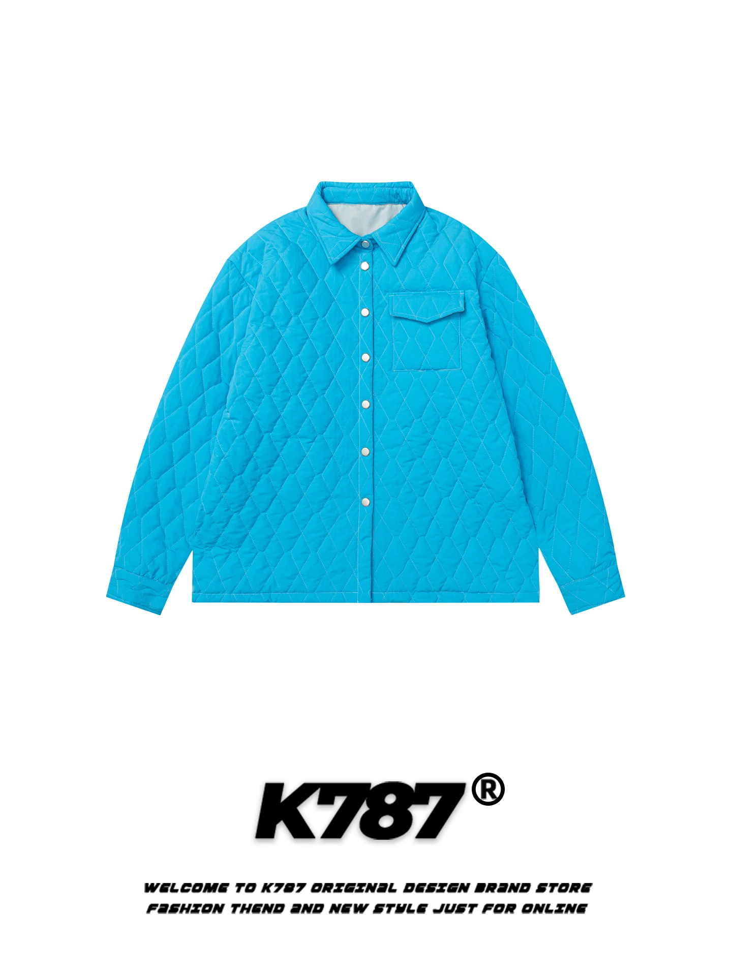 

K787 American Sle Thiened Cotton Jaet Loose Fit Collar for Men And Women Warm Casual Blue Couple's Cotton Outerwear