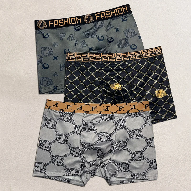1-Piece Set Of Personalized Knight Print Men's Boxer Shorts Luxurious Fashion Trend Underwear Men's Casual Boxer Shorts
