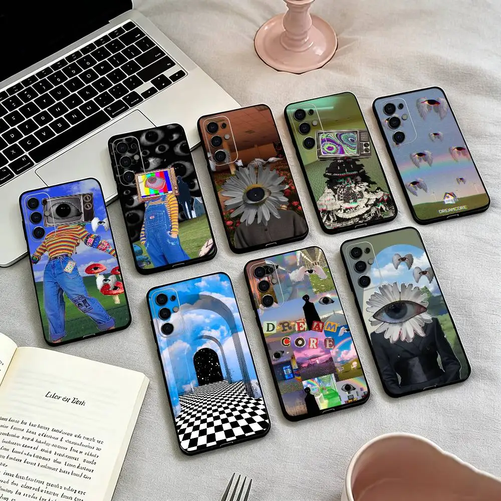 V-Vintage Dreamcores Phone Case For Samsung S25,S24,S21,S22,S23,S30,Ultra,S20,Plus,Fe,Lite,Note,10,Black Cover
