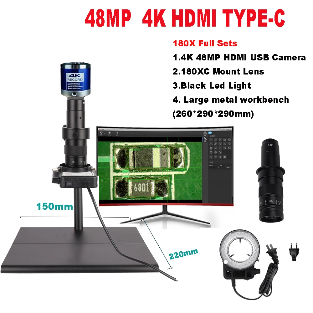 

48MP 4K HDMI TYPE-C USB Optional High-quality Metal Bracket Stand for Electronic Digital Microscope Laboratory Welding Repair