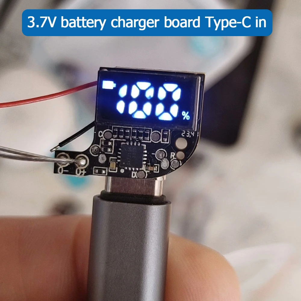 Type-C socket charger module for 3.7V lithium battery with LCD display