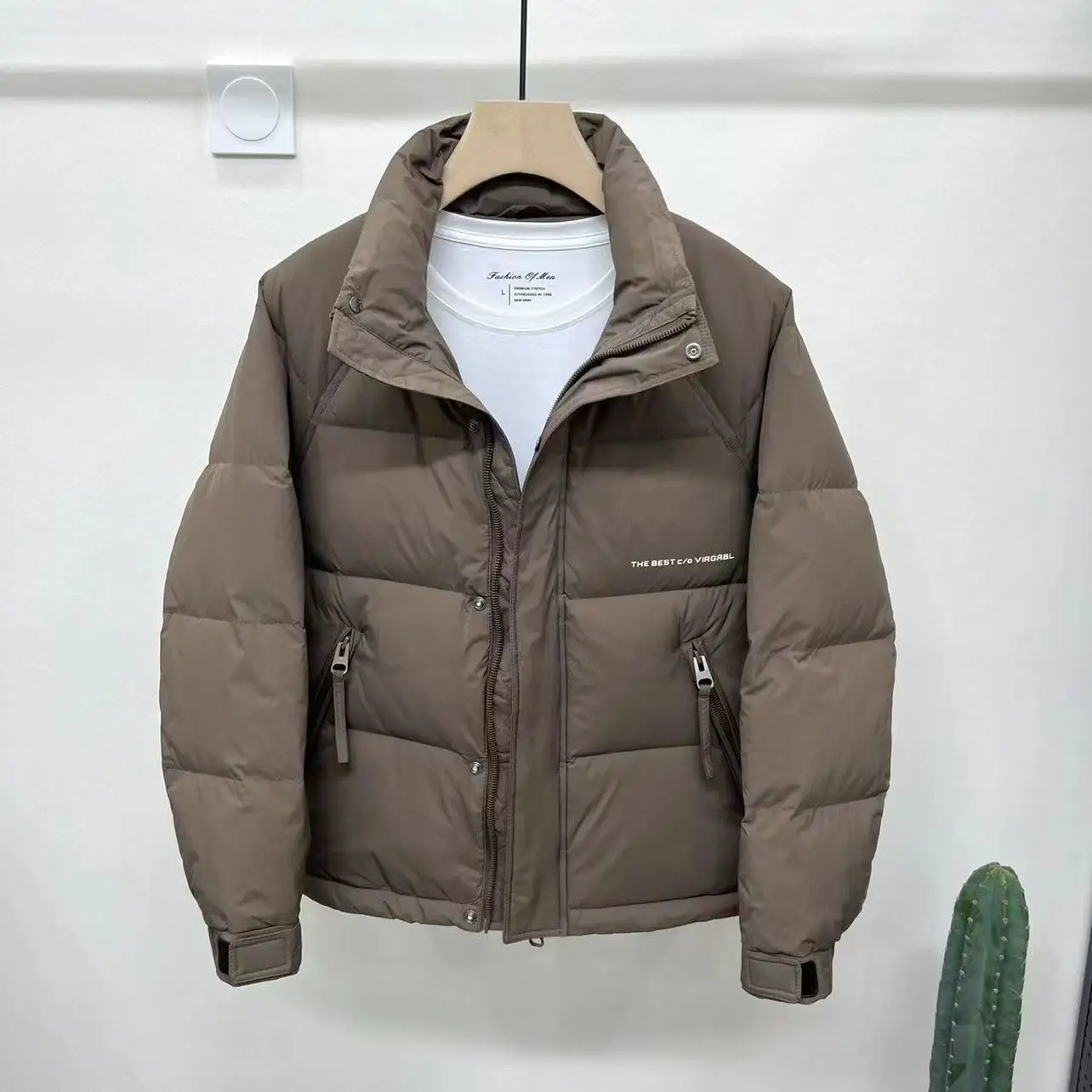 Winter Men Down Jacket Warm Stand-up Collar Zipper White Duck Down Coat Long Sleeves Business Casual Jacket Luxury Brand Tops