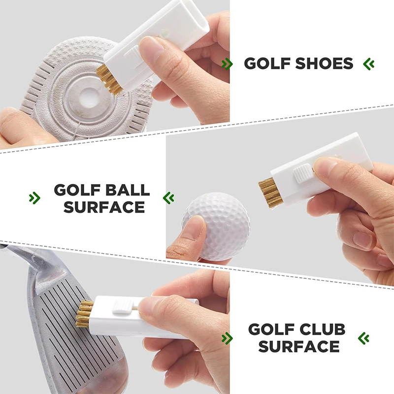 2 Pack Golf Club Cleaning Brush Retractable Pocket Size Golf Club Groove Cleaner Cleaning Tool Double Side Golf Brush Kit