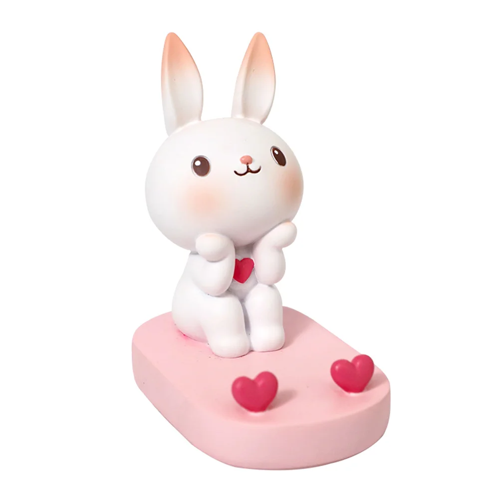 

Rabbit Phone Holder Smartphone Stand Adjustable Bed Frame Creative Desk Resin Cartoon Bunny Girl Cell