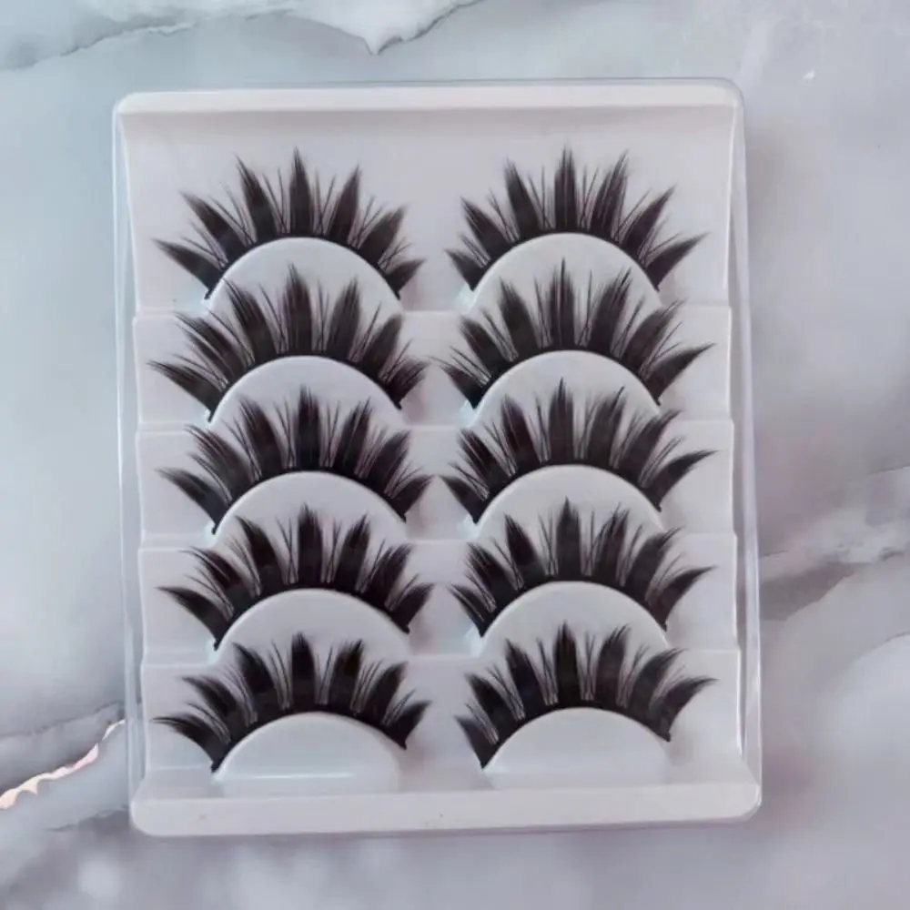 Natural Wet Look Manga Lashes Dramatic Fairy Clusters Cosplay Lashes Cat-Eye Makeup Spiky Fake Eyelashes Women