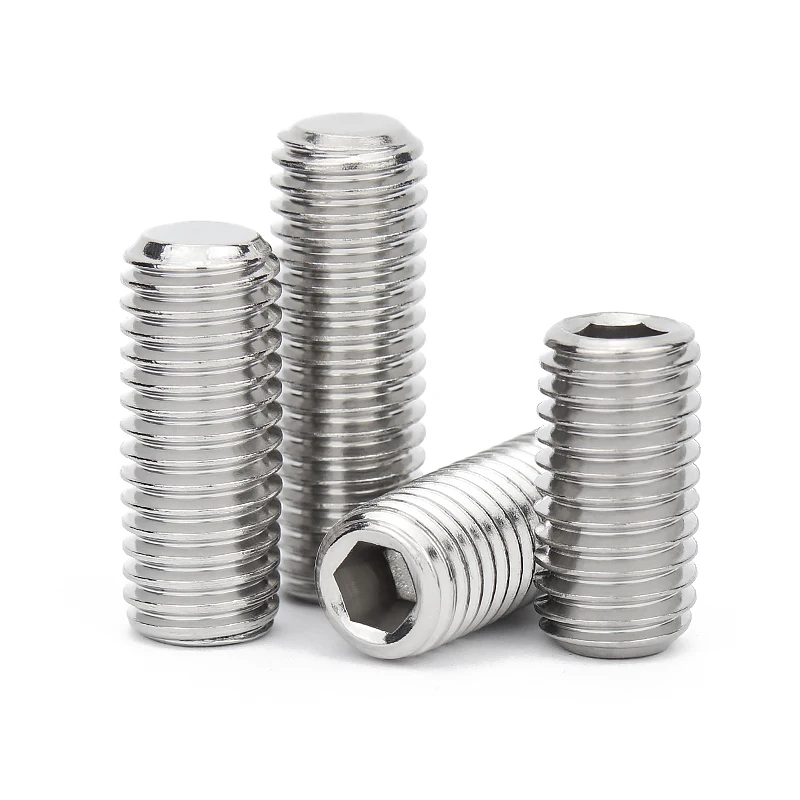 50/ 20/ 10pcs M1.6 M2 M2.5 M3 M4 M5 M6 M8 DIN913 304 Stainless Steel Allen Hex Hexagon Socket Flat Point Set Screw Headless Bolt