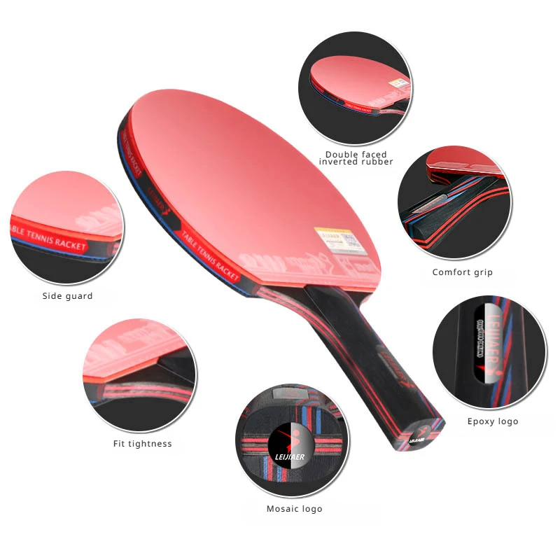 Professional Cricket ball Tennis Table Racket Short Long Handle Carbon Blade Rubber With Double Face Pimples In ping pong racket