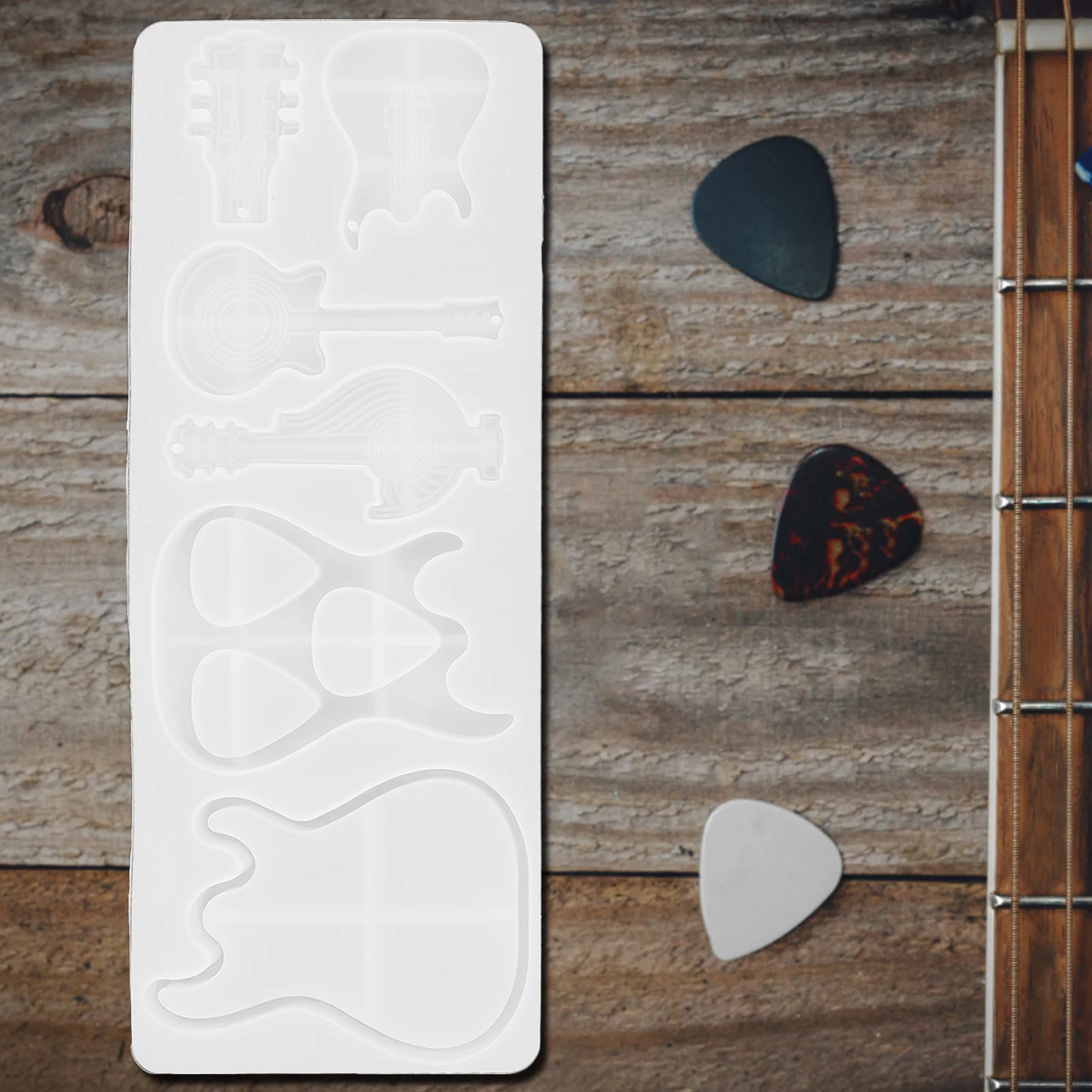 

2 Pcs Guitar Pick Mold Molds for Crafts Shrapnel Silicone Shapes Keychain Ingot Crucible Mould Kit