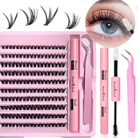 3D Cluster Lash Kit – 190PCS No-Glue DIY Set with Curling Tool, Lash Remover, Easy Apply & Lift, Reusable Natural to Glam Look