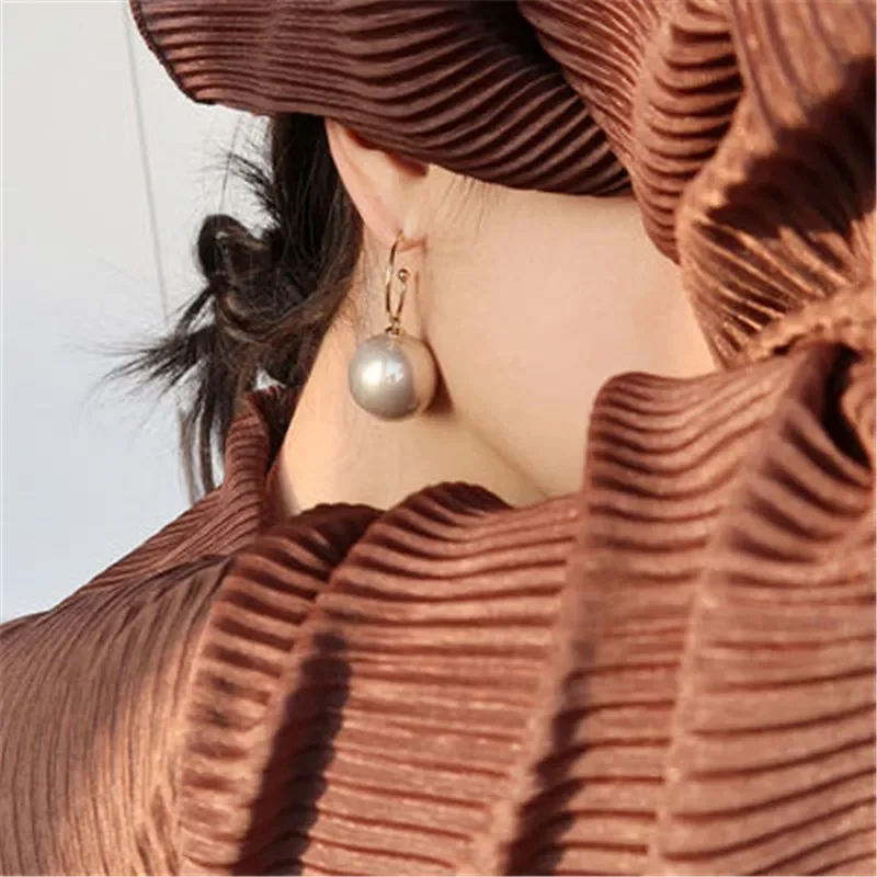 Korean Oversize Pearl Hoop Earrings For Women Girl Unique Twisted Big Earrings Circle Earring Brincos Fashion Statement Jewelry