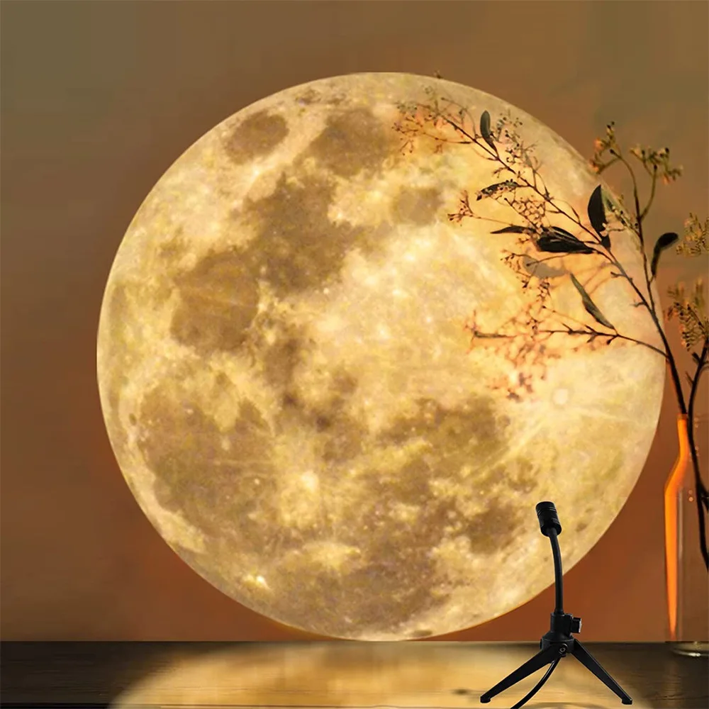 Moon Lamp Earth Planet Projector Lamp 360° Rotatable Bracket USB Moon Led Night Light Planet Projection Lamp Room Decor