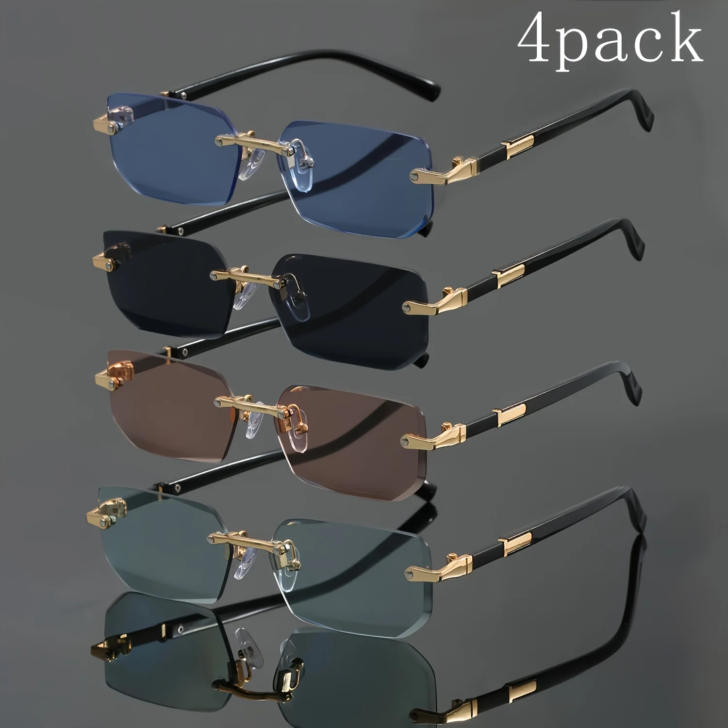 4 قطعة الرجال/النساء متعدد الألوان شخصية عادية بدون شفة نظارات مربعة للحياة اليومية في الهواء الطلق عطلة الشاطئ الشارع التصوير الفوتوغرافي #3