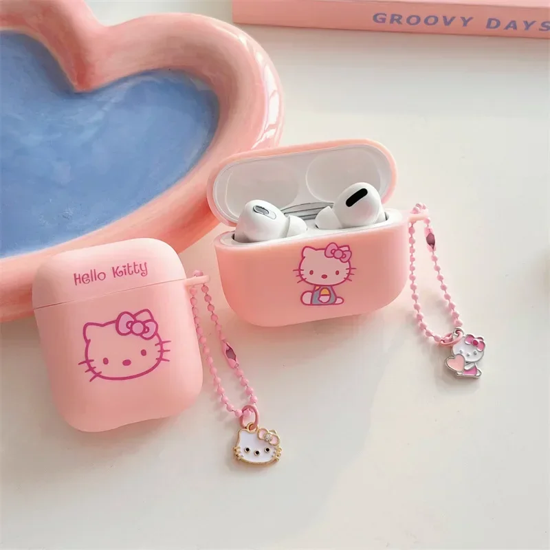 For Airpods Pro 2 Case,Pink Hello Kitty With Cute Keychain For Airpods Pro Case,Soft TPU Earphone Cover For Girls/Women