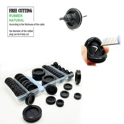 Imagen 2 del producto Ojales de goma para cableado 11/2 ""1"" 7/8 ""13/16"" 5/8 ""Kit de ojales de alambre de coche impermeable para cortafuegos para cables de cubierta de orificio de escritorio