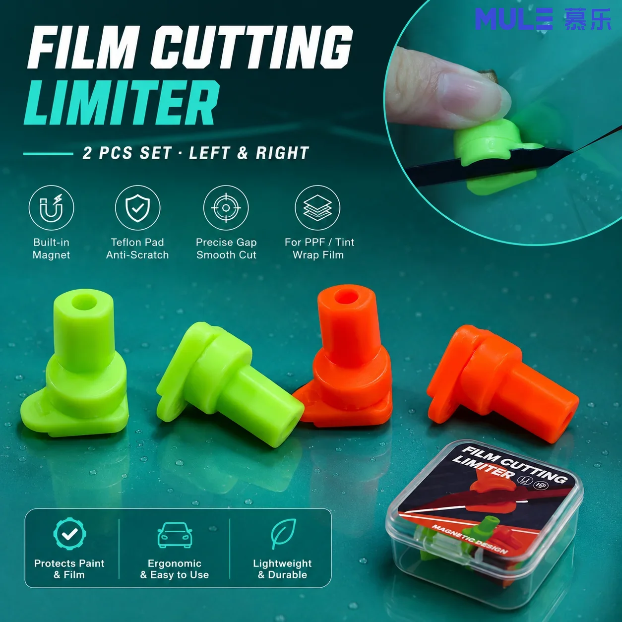 Professional Car Window Tint Film Cutting Kit, Edge Wrapping Utility Knife, Cutting Limiter & Auxiliary Guide