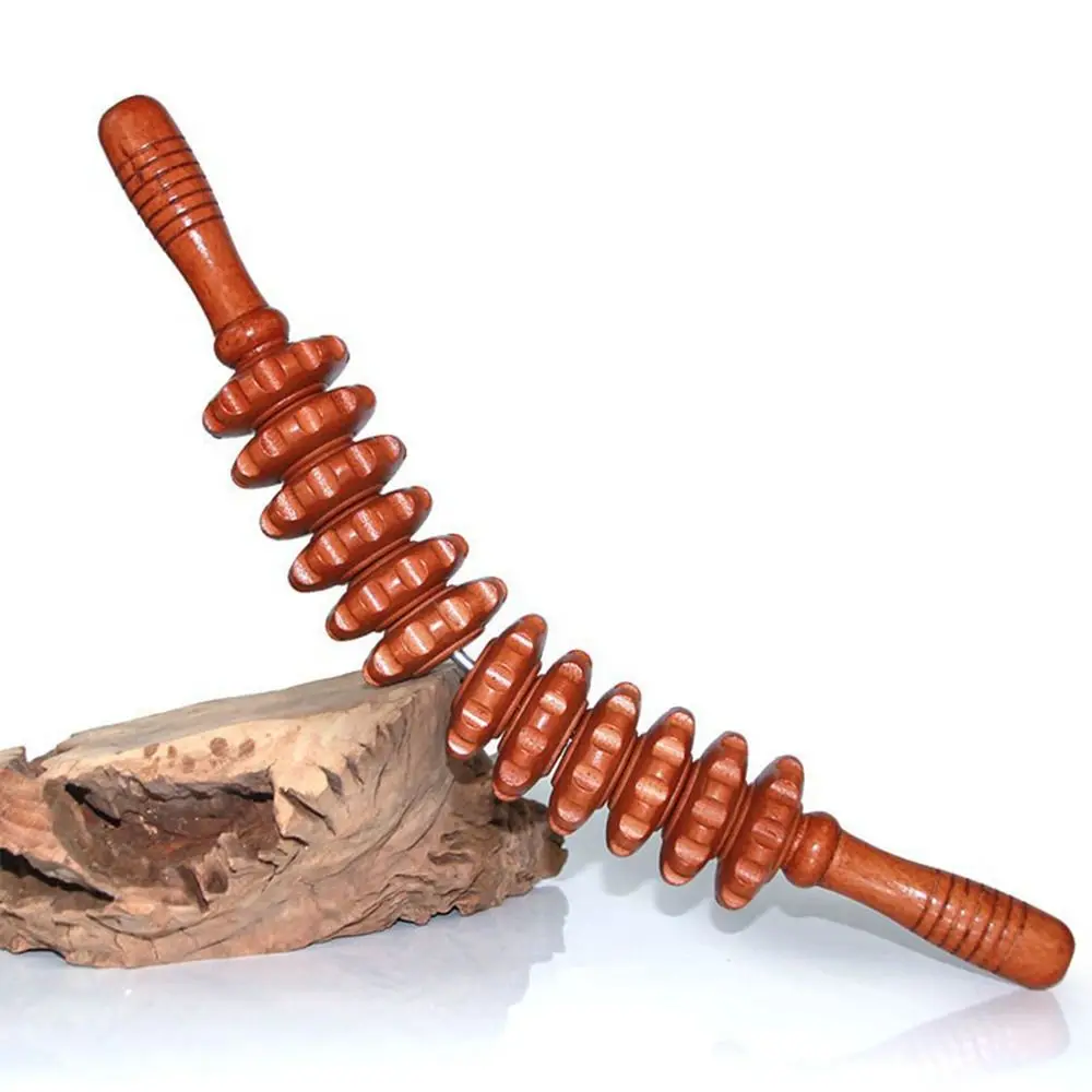 

12 Rollers Curved Massage Stick Multi-Functional Wood Grooved Gear Wooden Massage Roller Body Shaping Massage Tool