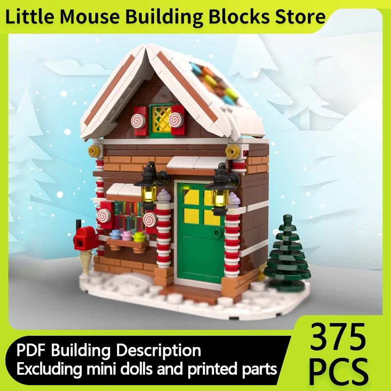 

Street View Model MOC Building Bricks Christmas GingerBread Cottage Modular Technology Gifts Holiday Assemble Children Toys Suit