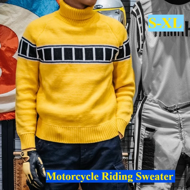 

Vintage Motorcycle Warm Sweater Riding Turtleneck Fall and Winter Knitwear Thermal Clothing Motorcycle Riding Clothes
