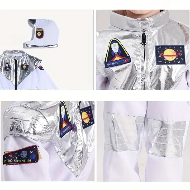 Disfraz de astronauta para niño, traje con estampado de dibujos animados, traje espacial blanco, Mono para Halloween, Mardi Gras, disfraz de actuación para niños