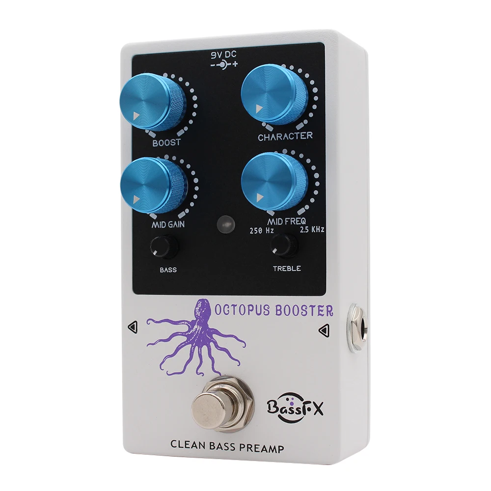 BassFX Octopus Booster ベースプリアンプ　ブースター Fanmuzk Octopus Booster Bass Preamp Pedal 3-Band EQ for Electric