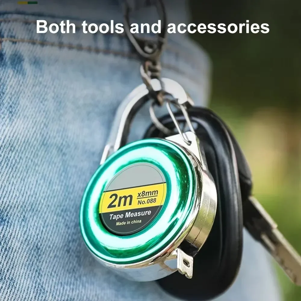 1/2pc Mini Keychain Tape Measure, Exquisite Small Steel Ruler Multifunctional Extension Ruler Gift Ruler Hardware Measuring Tool